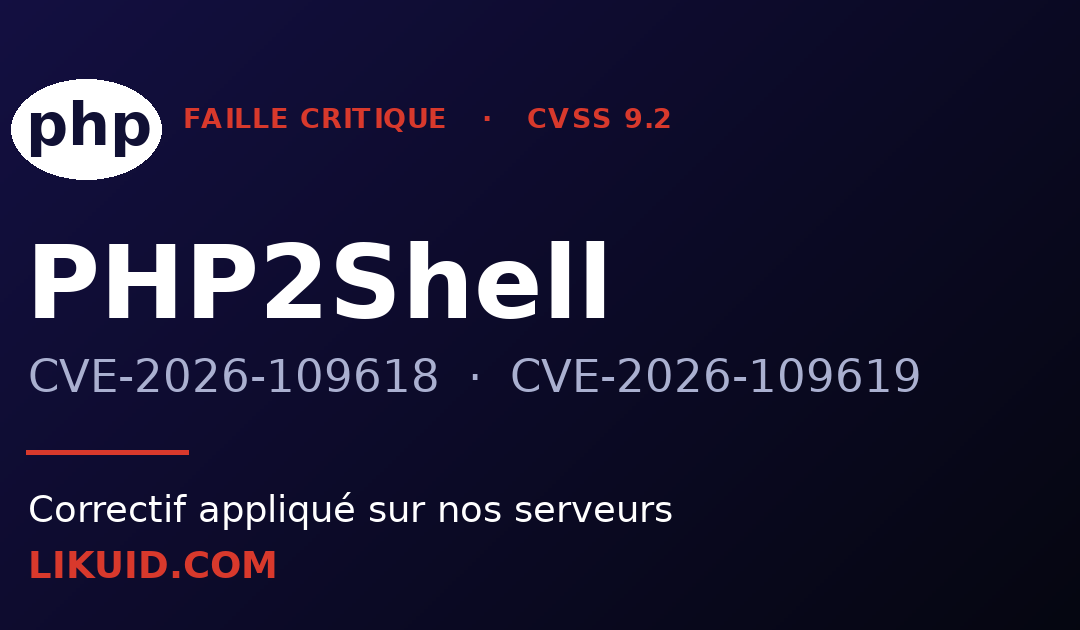 PHP2Shell (CVE-2026-109618 et CVE-2026-109619) : nos serveurs corrigés